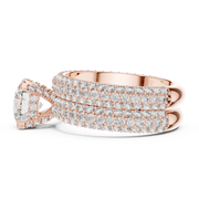 Royal Blue Halo-Pavé Double-Band Diamond Ring (3.57 Ct TW)