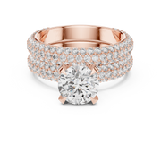 Royal Blue Halo-Pavé Double-Band Diamond Ring (3.57 Ct TW)