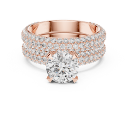 Royal Blue Halo-Pavé Double-Band Diamond Ring (3.57 Ct TW)