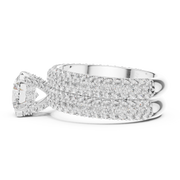 Royal Blue Halo-Pavé Double-Band Diamond Ring (3.57 Ct TW)