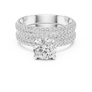 Royal Blue Halo-Pavé Double-Band Diamond Ring (3.57 Ct TW)