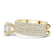 Royal Blue Halo-Pavé Double-Band Diamond Ring (3.57 Ct TW)