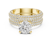 Royal Blue Halo-Pavé Double-Band Diamond Ring (3.57 Ct TW)