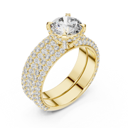 Royal Blue Halo-Pavé Double-Band Diamond Ring (3.57 Ct TW)