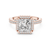 Elegant Princess-Cut Halo Diamond Engagement Ring (2.934 Ct TW)