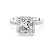 Elegant Princess-Cut Halo Diamond Engagement Ring (2.934 Ct TW)