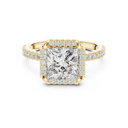 Elegant Princess-Cut Halo Diamond Engagement Ring (2.934 Ct TW)