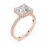 Elegant Princess-Cut Halo Diamond Engagement Ring (2.934 Ct TW)