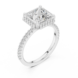 Elegant Princess-Cut Halo Diamond Engagement Ring (2.934 Ct TW)