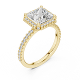 Elegant Princess-Cut Halo Diamond Engagement Ring (2.934 Ct TW)