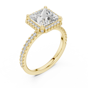 Elegant Princess-Cut Halo Diamond Engagement Ring (2.934 Ct TW)