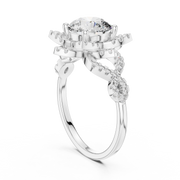 Floral Halo Oval Diamond Ring (1.818 Ct TW)