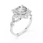 Floral Halo Oval Diamond Ring (1.818 Ct TW)