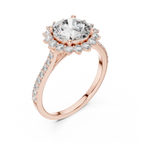 Elegant Sunburst Halo Diamond Ring (1.98 Ct TW)