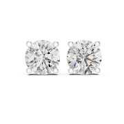 Classic Solitaire Lab-Grown Diamond Stud Gold Earrings (8mm | 2 Ct TW)