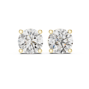 Classic Solitaire Lab-Grown Diamond Stud Gold Earrings (8mm | 2 Ct TW)