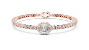 Oval-Center Micro-Prong Diamond Tennis Bracelet ( 3.837 Ct TW)