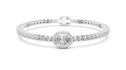 Oval-Center Micro-Prong Diamond Tennis Bracelet ( 3.837 Ct TW)