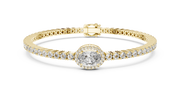 Oval-Center Micro-Prong Diamond Tennis Bracelet ( 3.837 Ct TW)