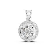 Elegant Halo Lab-Grown Diamond Pendant (10.47 mm Width | 6.70 mm Height | 21 Stones | 1.20 Ct TW)