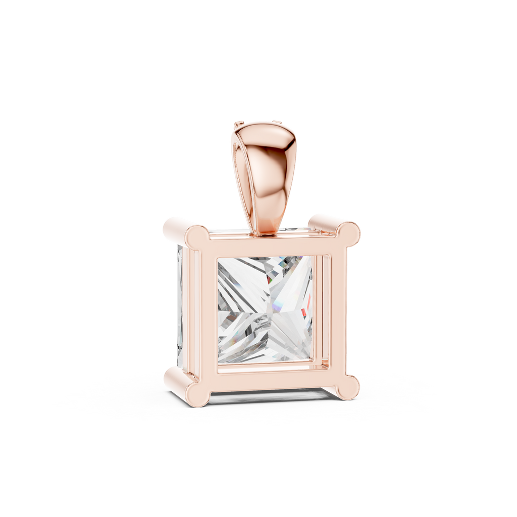 Classic Princess-Cut Lab-Grown Diamond Pendant (7.22 mm Stone | 4 Diamonds | Micro-Prong Setting)