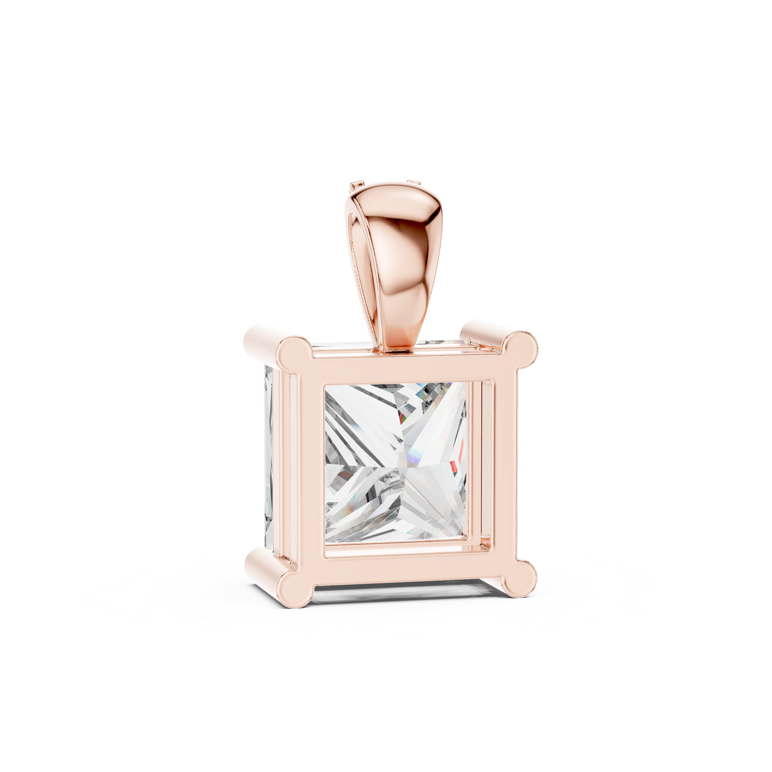 Classic Princess-Cut Lab-Grown Diamond Pendant (7.22 mm Stone | 4 Diamonds | Micro-Prong Setting)