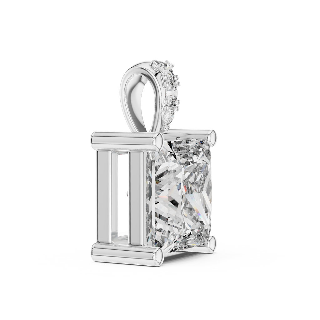 Classic Princess-Cut Lab-Grown Diamond Pendant (7.22 mm Stone | 4 Diamonds | Micro-Prong Setting)