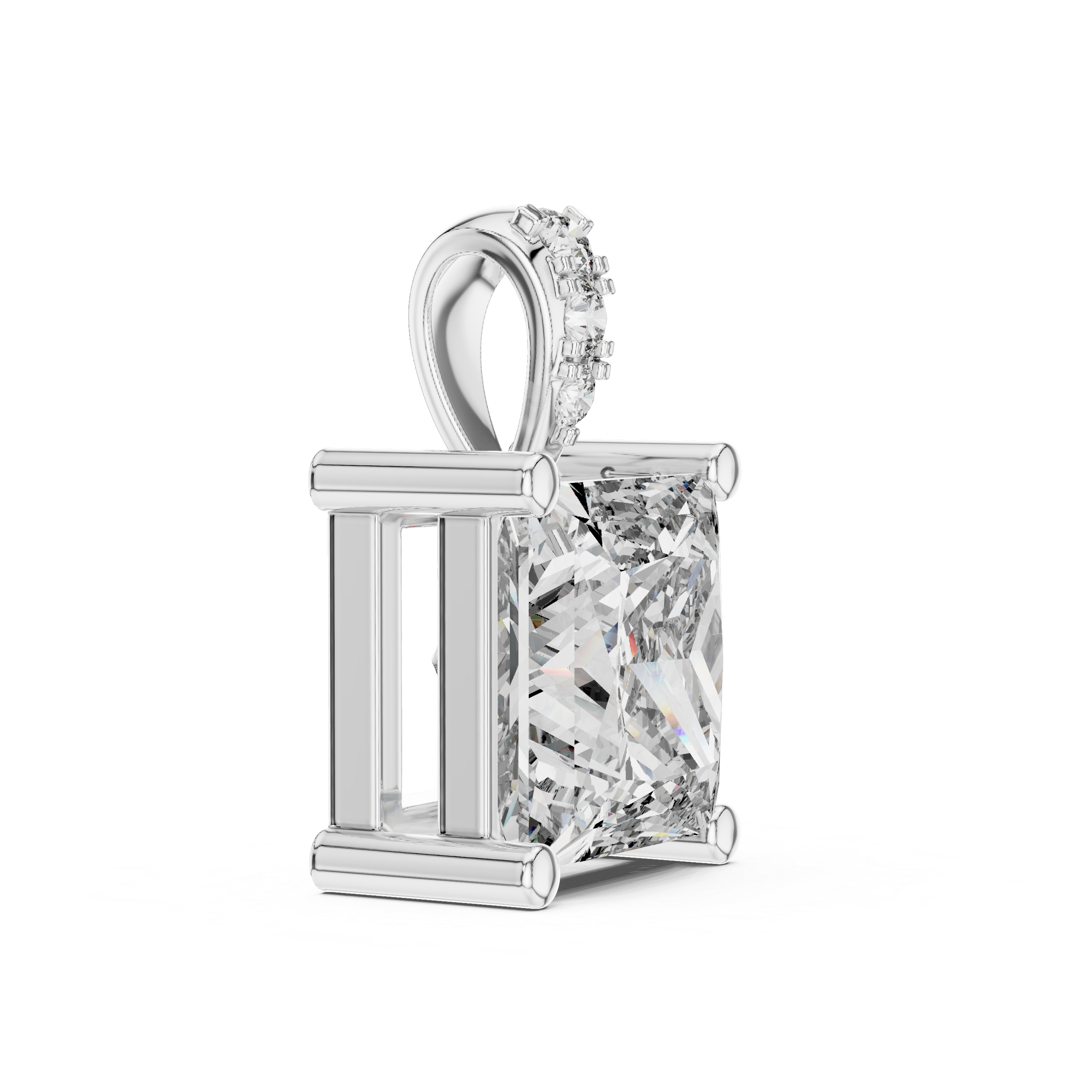 Classic Princess-Cut Lab-Grown Diamond Pendant (7.22 mm Stone | 4 Diamonds | Micro-Prong Setting)