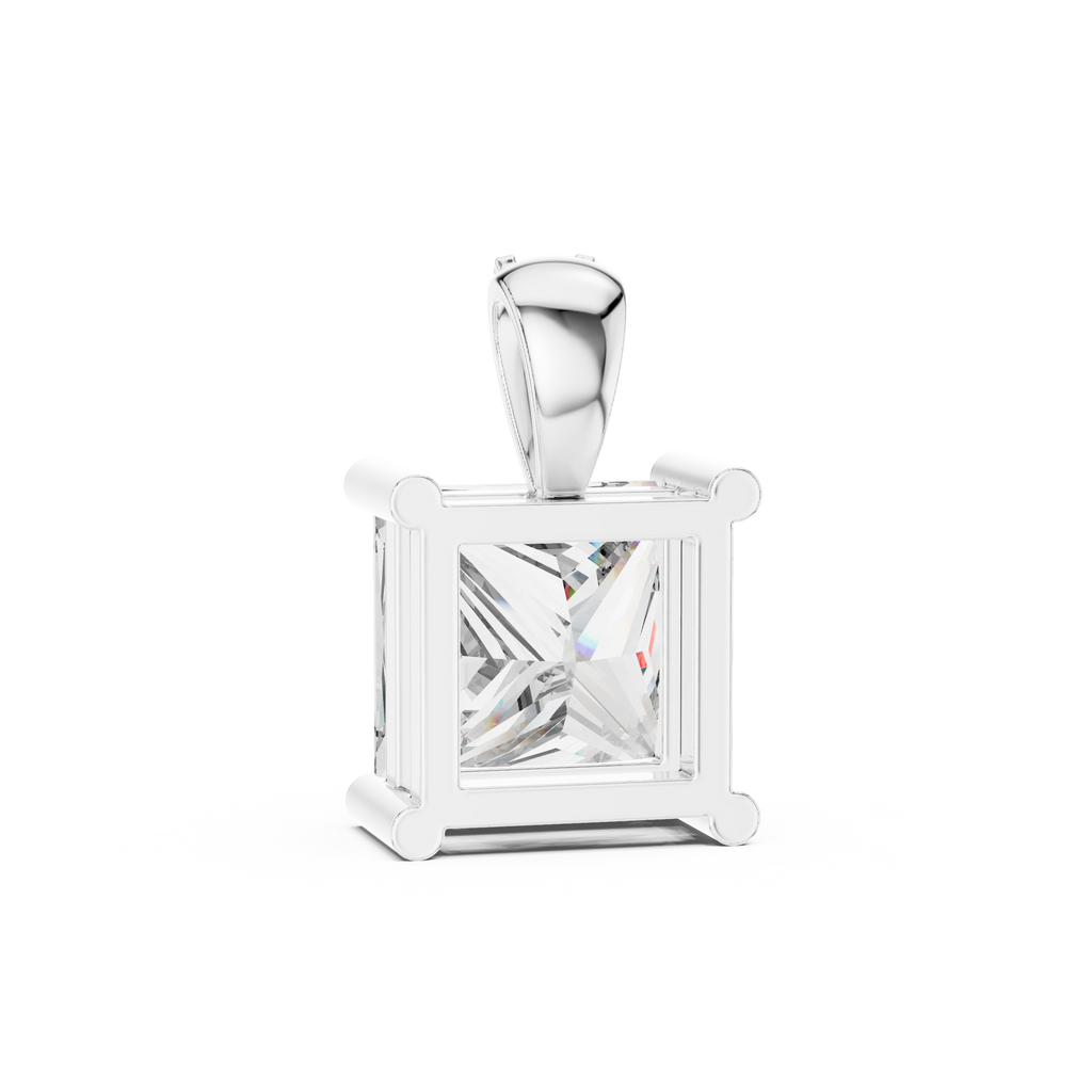 Classic Princess-Cut Lab-Grown Diamond Pendant (7.22 mm Stone | 4 Diamonds | Micro-Prong Setting)
