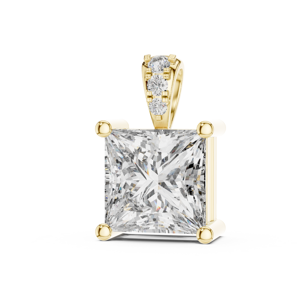 Classic Princess-Cut Lab-Grown Diamond Pendant (7.22 mm Stone | 4 Diamonds | Micro-Prong Setting)