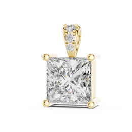 Classic Princess-Cut Lab-Grown Diamond Pendant (7.22 mm Stone | 4 Diamonds | Micro-Prong Setting)