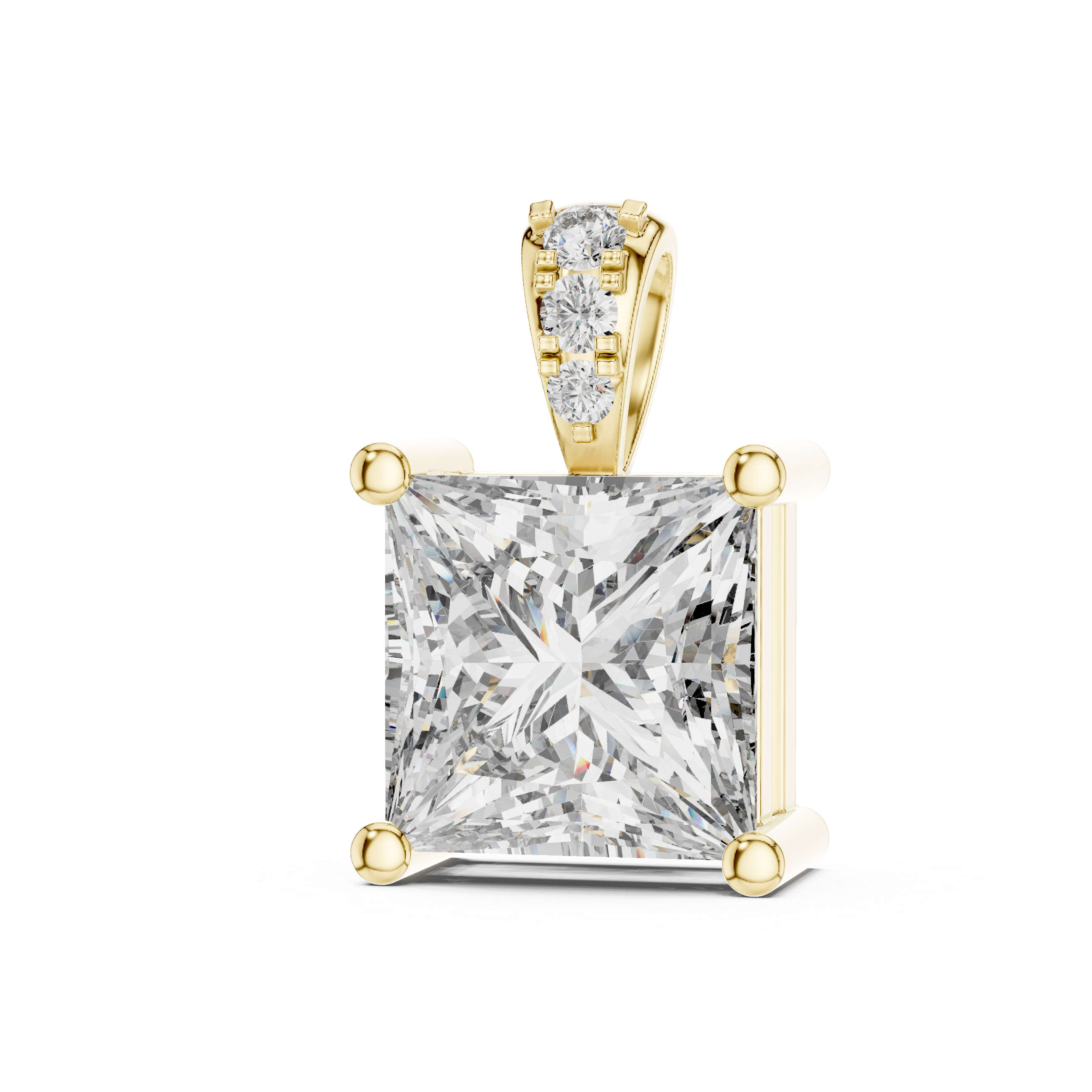 Classic Princess-Cut Lab-Grown Diamond Pendant (7.22 mm Stone | 4 Diamonds | Micro-Prong Setting)