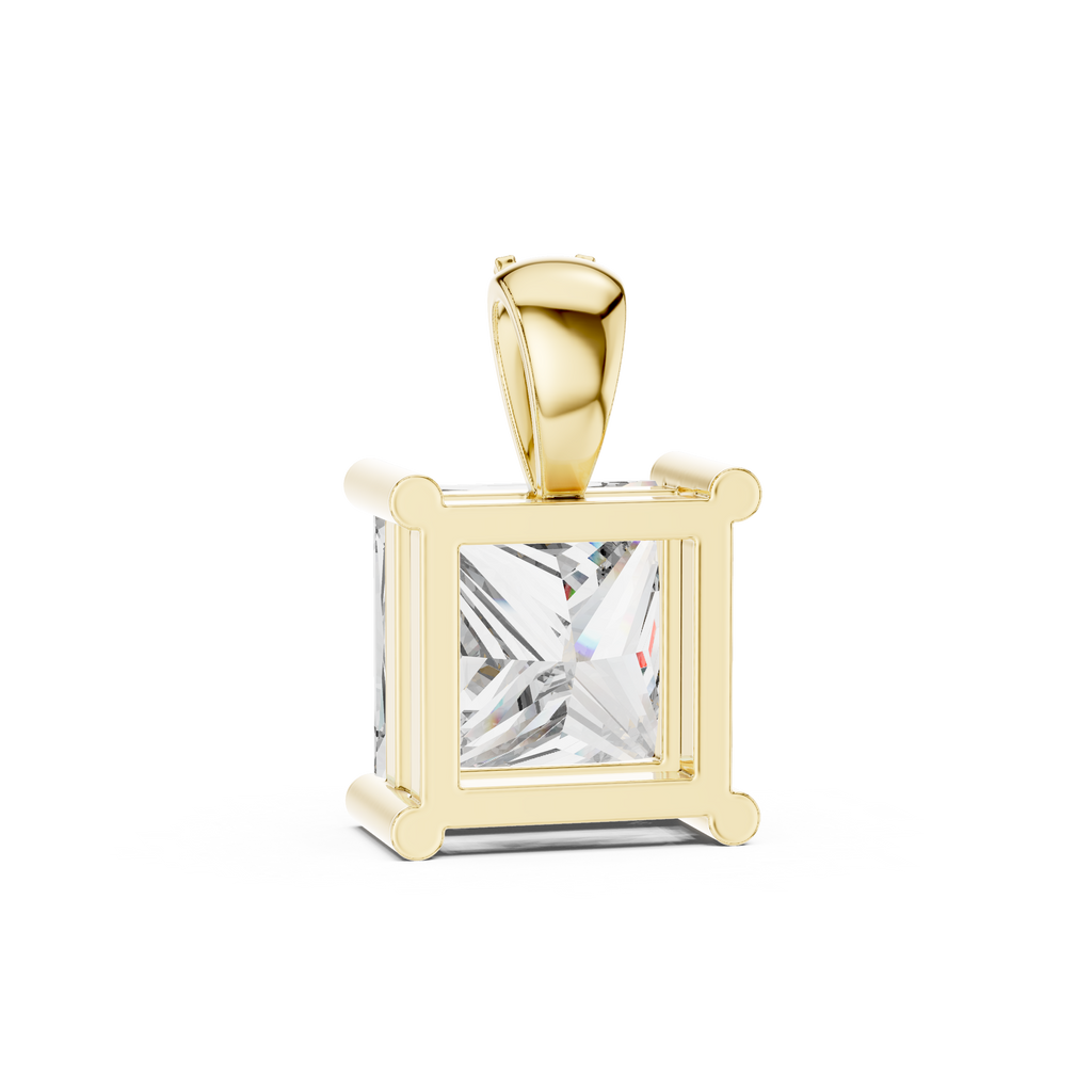 Classic Princess-Cut Lab-Grown Diamond Pendant (7.22 mm Stone | 4 Diamonds | Micro-Prong Setting)