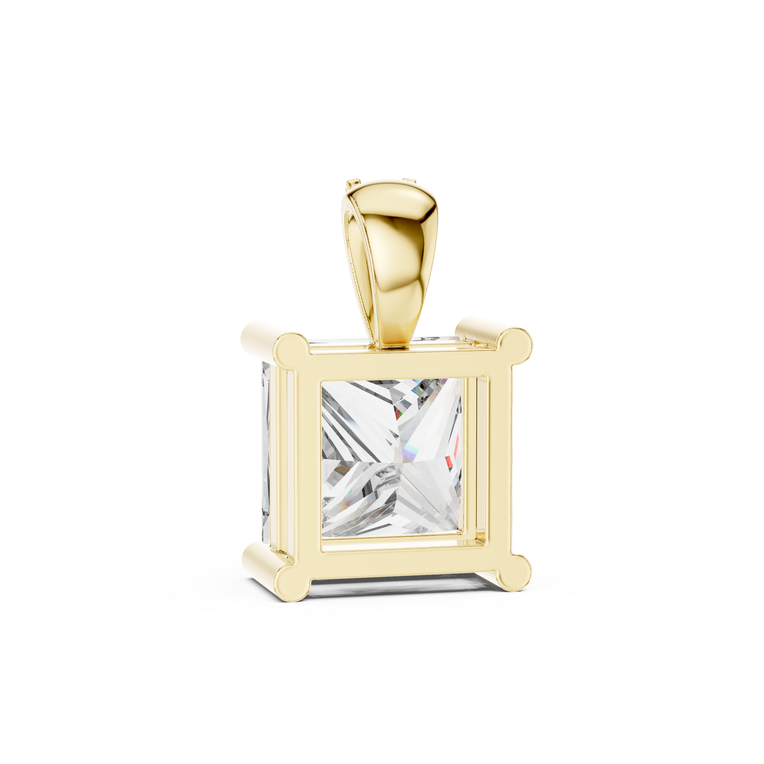 Classic Princess-Cut Lab-Grown Diamond Pendant (7.22 mm Stone | 4 Diamonds | Micro-Prong Setting)
