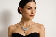 Crete a  image hot girl wearing real diamond jewellaary neckless