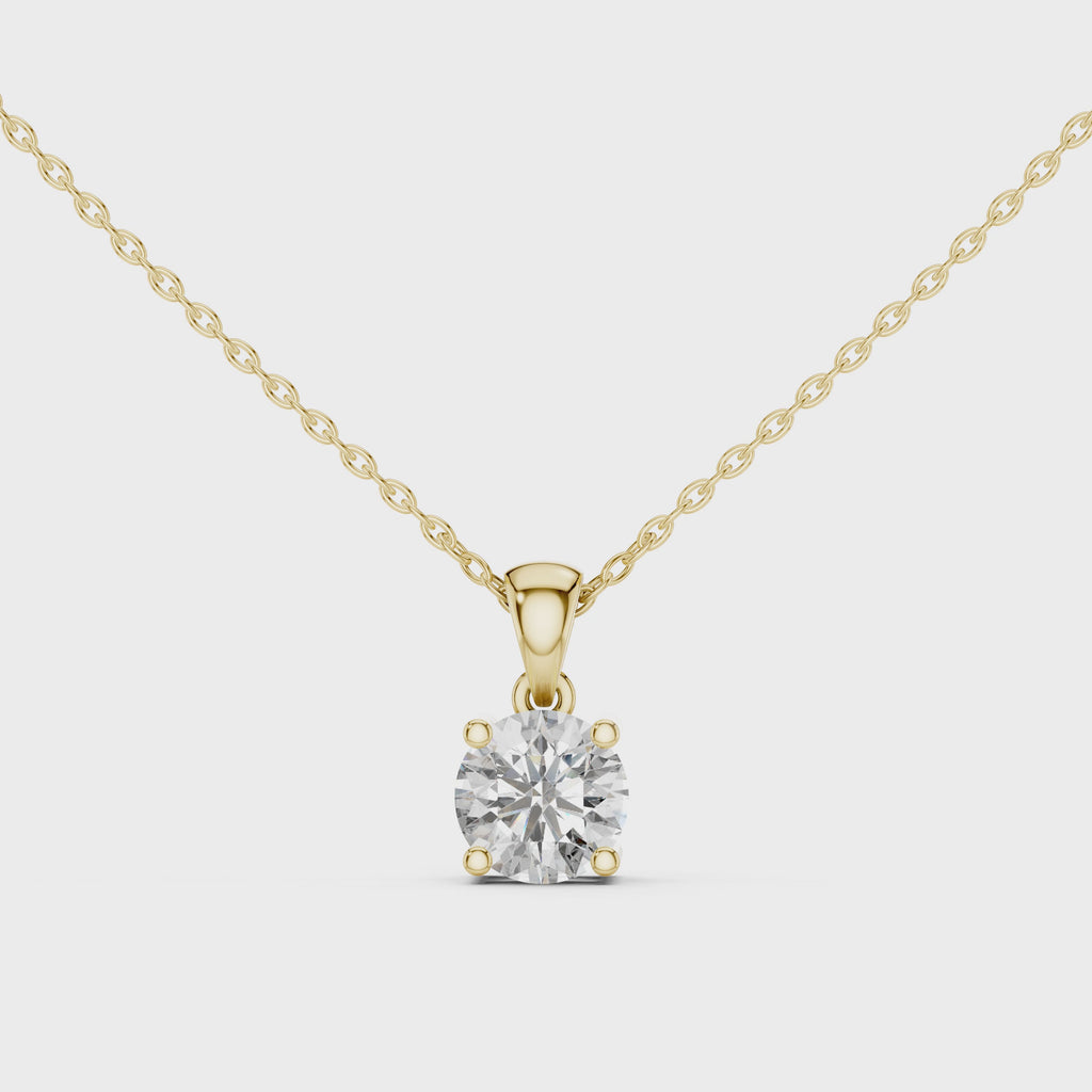Classic Round Lab-Grown Diamond Pendant (6.50 mm Center Stone | Prong Setting | Minimalist Design)