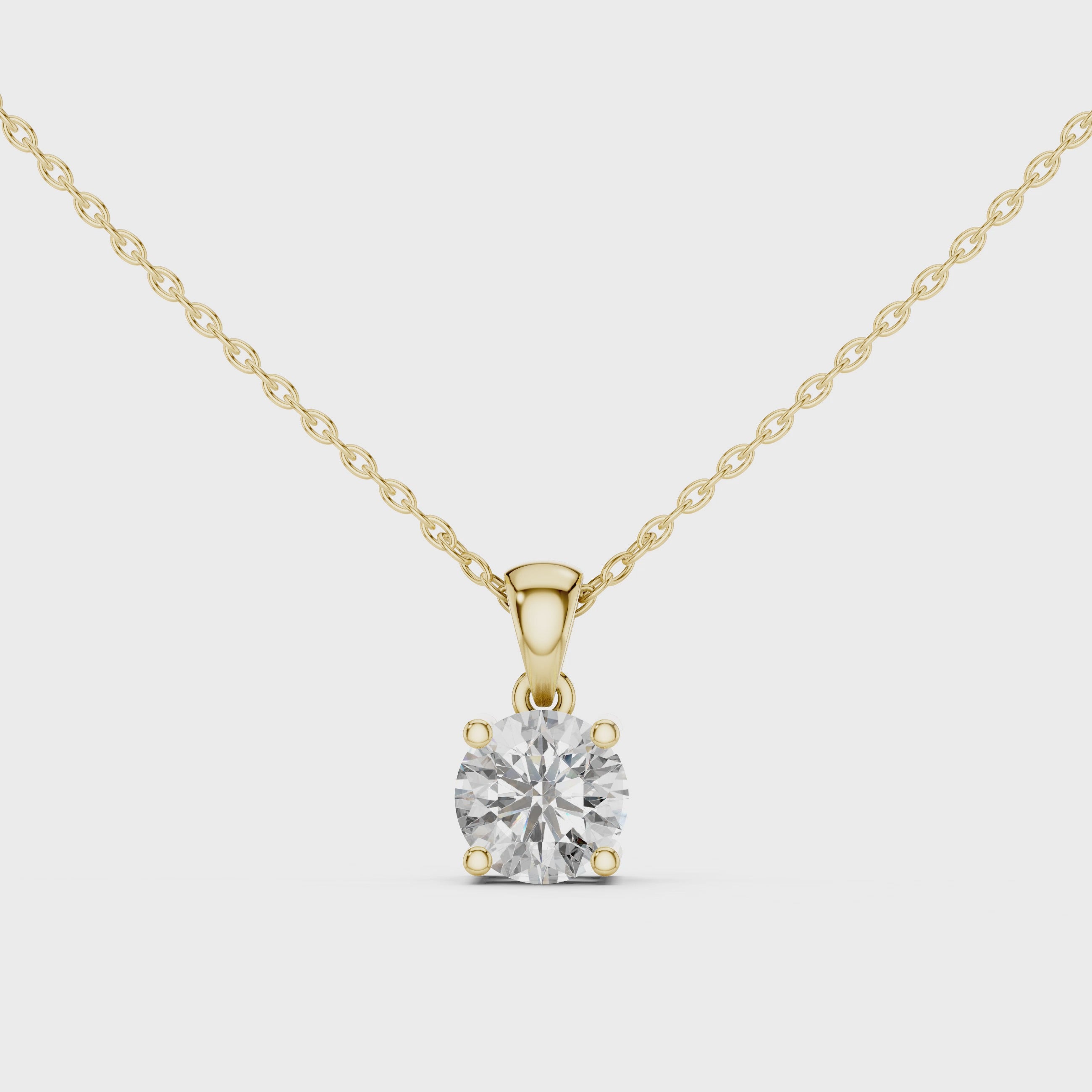 Classic Round Lab-Grown Diamond Pendant (6.50 mm Center Stone | Prong Setting | Minimalist Design)