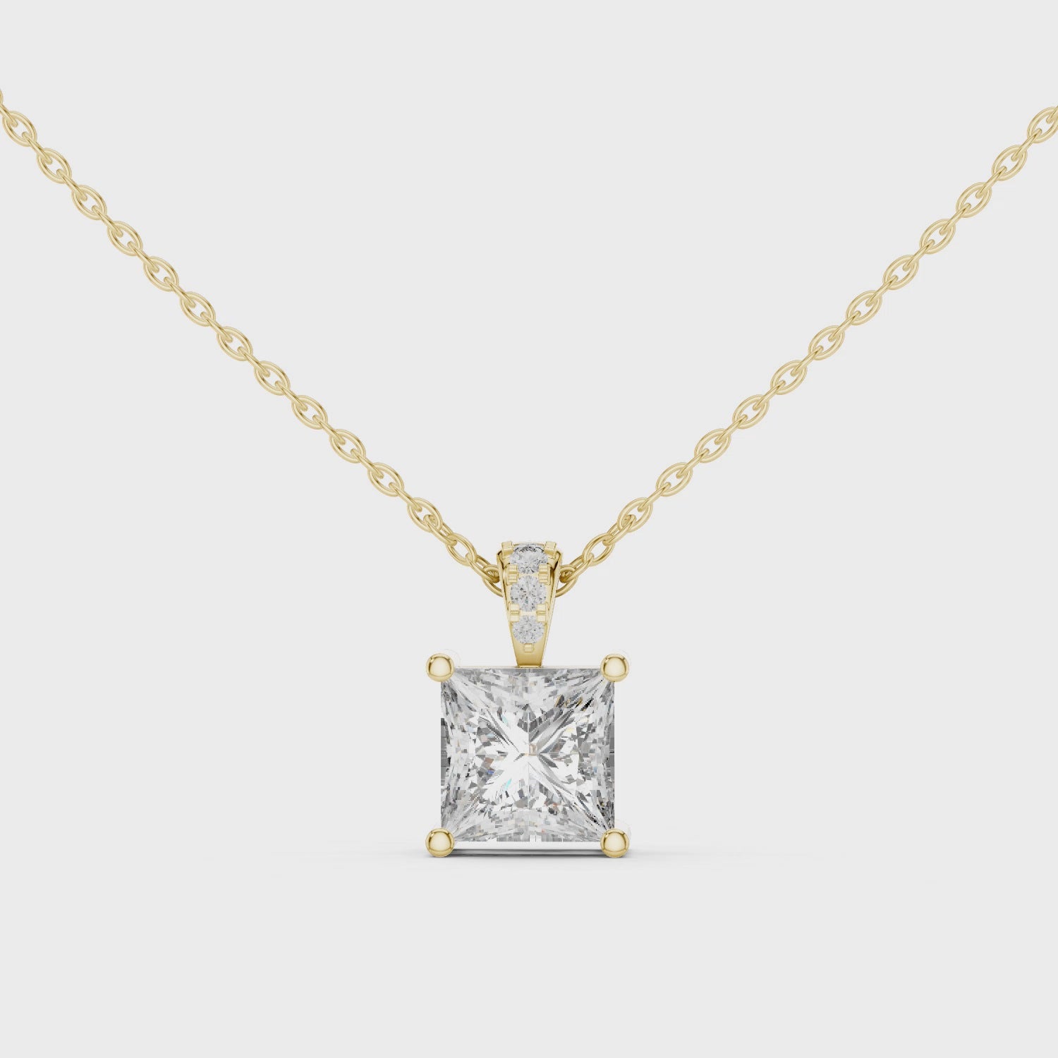 Classic Princess-Cut Lab-Grown Diamond Pendant (7.22 mm Stone | 4 Diamonds | Micro-Prong Setting)