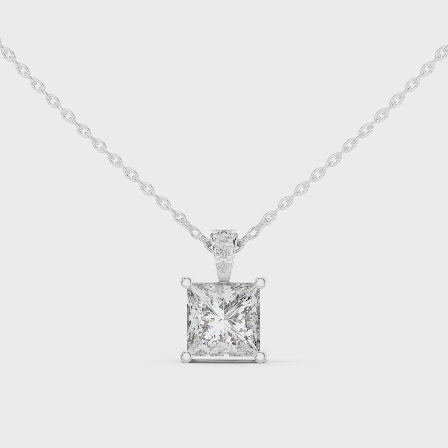Classic Princess-Cut Lab-Grown Diamond Pendant (7.22 mm Stone | 4 Diamonds | Micro-Prong Setting)