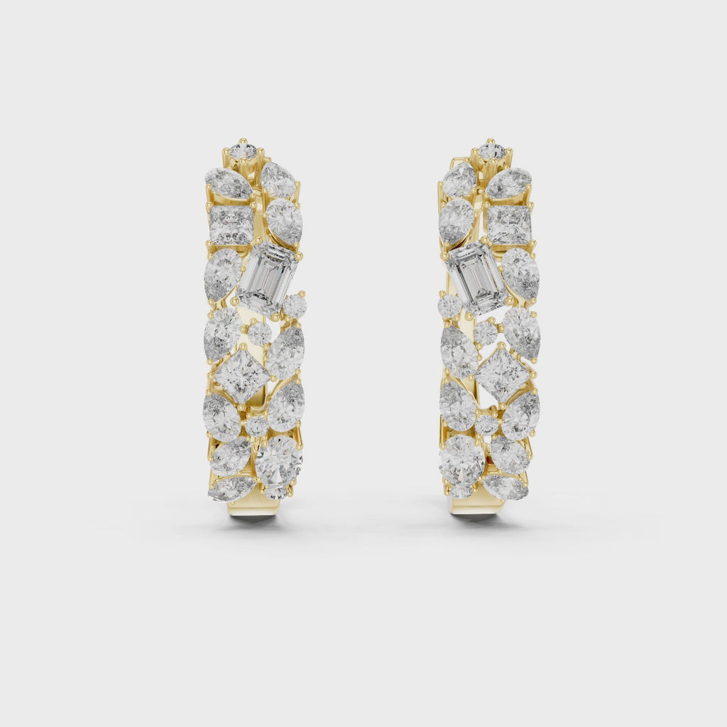 Bloom Cluster Lab-Grown Diamond Hoop Gold Earrings (17.60mm | 0.40 Ct TW)