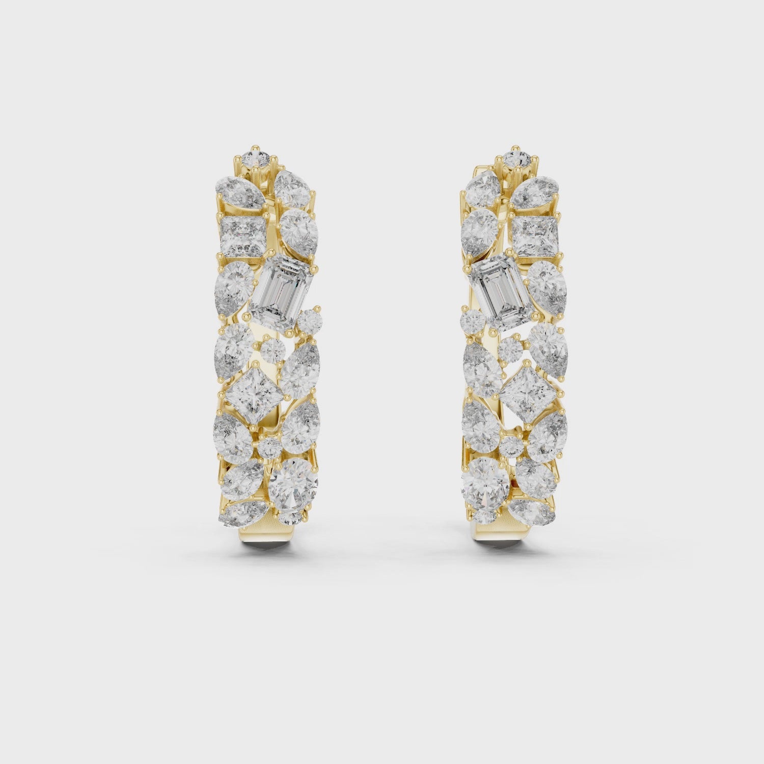 Bloom Cluster Lab-Grown Diamond Hoop Gold Earrings (17.60mm | 0.40 Ct TW)