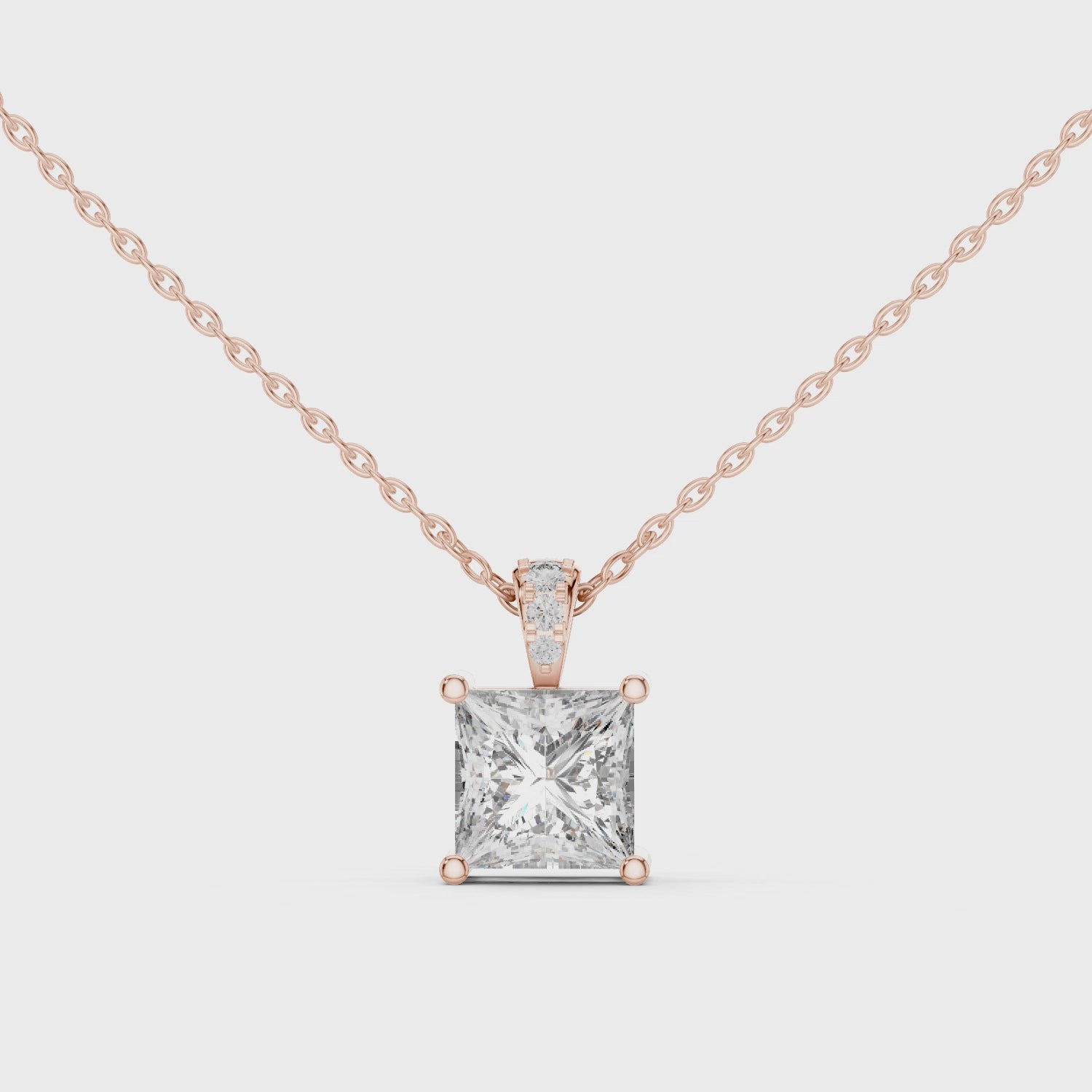 Classic Princess-Cut Lab-Grown Diamond Pendant (7.22 mm Stone | 4 Diamonds | Micro-Prong Setting)