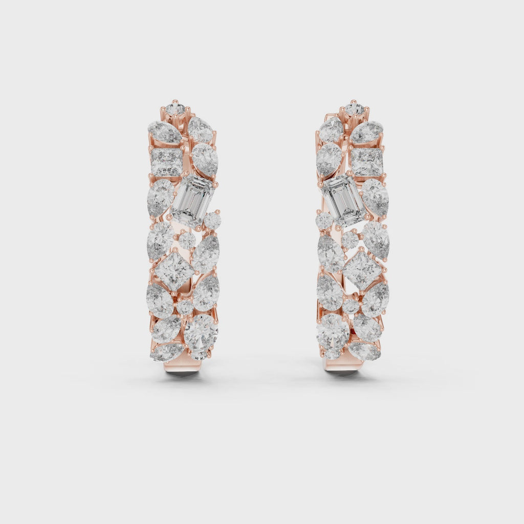 Bloom Cluster Lab-Grown Diamond Hoop Gold Earrings (17.60mm | 0.40 Ct TW)