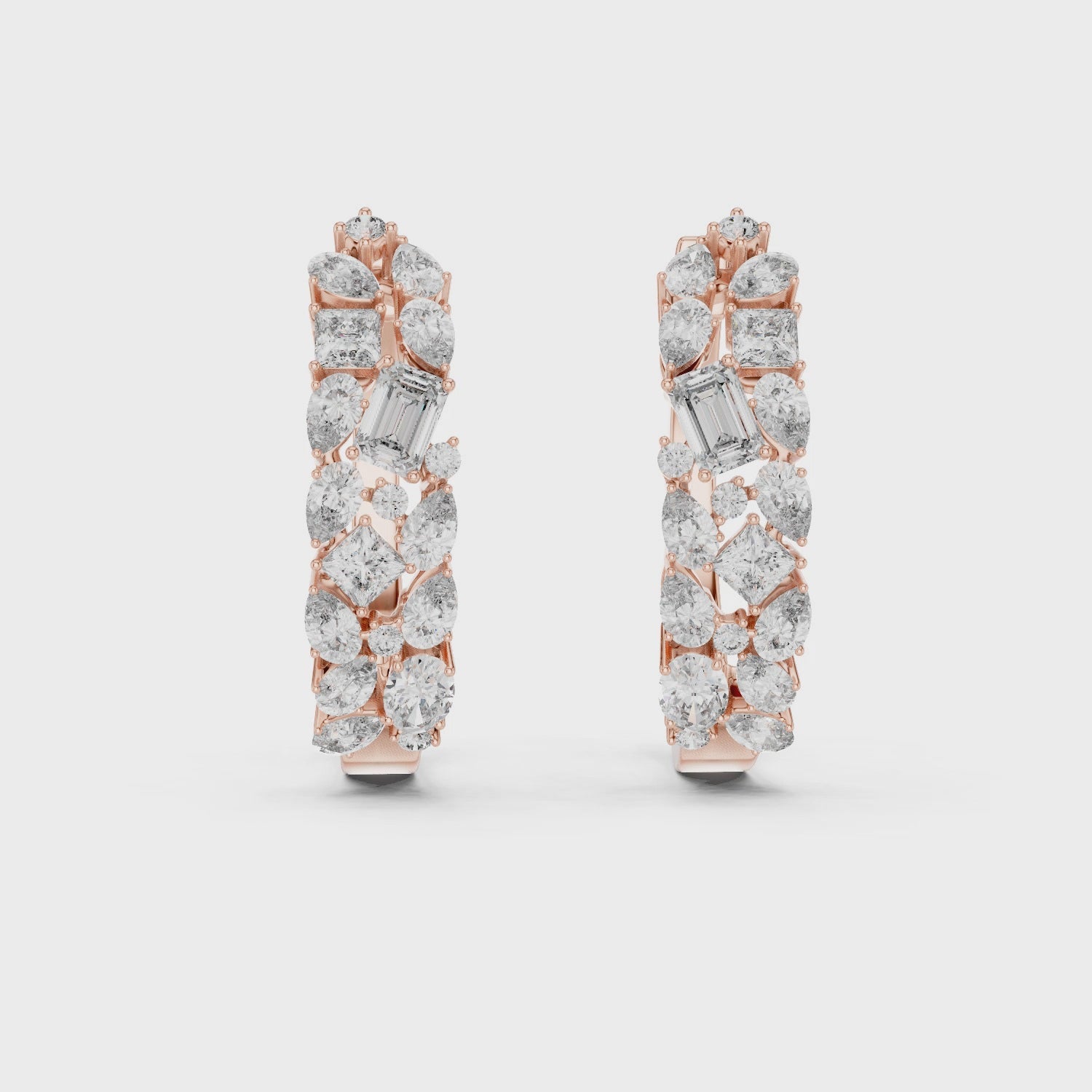 Bloom Cluster Lab-Grown Diamond Hoop Gold Earrings (17.60mm | 0.40 Ct TW)