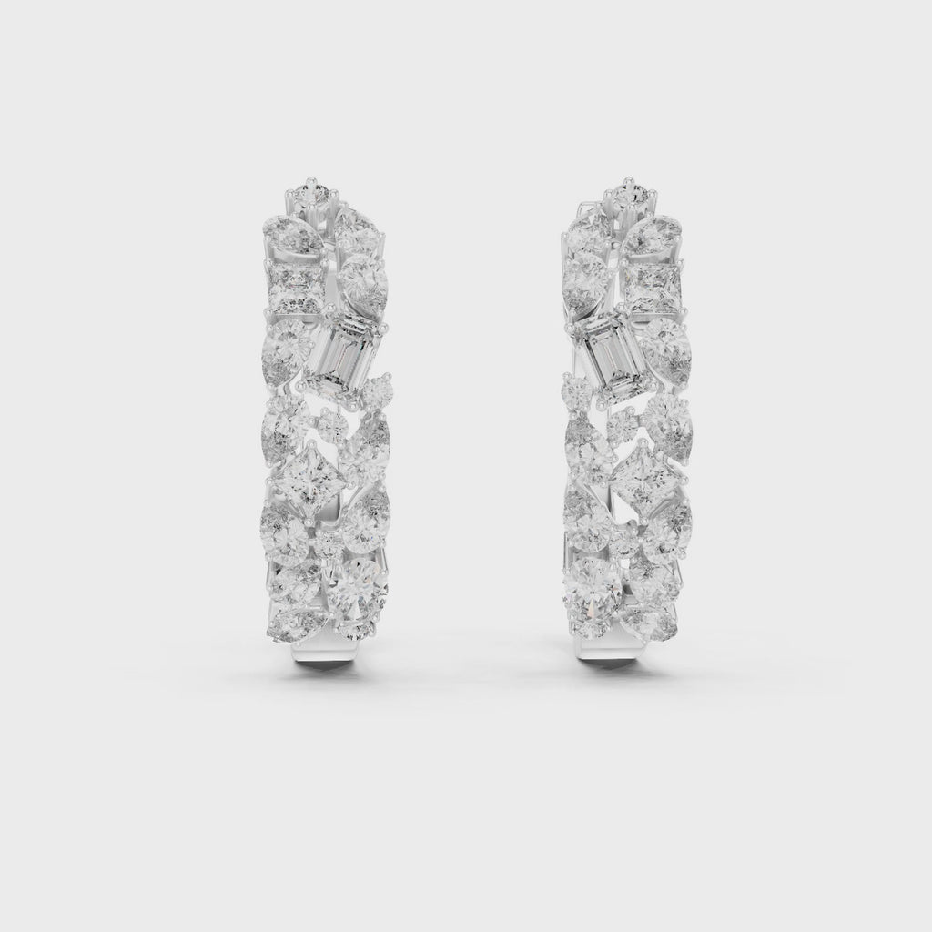 Bloom Cluster Lab-Grown Diamond Hoop Gold Earrings (17.60mm | 0.40 Ct TW)