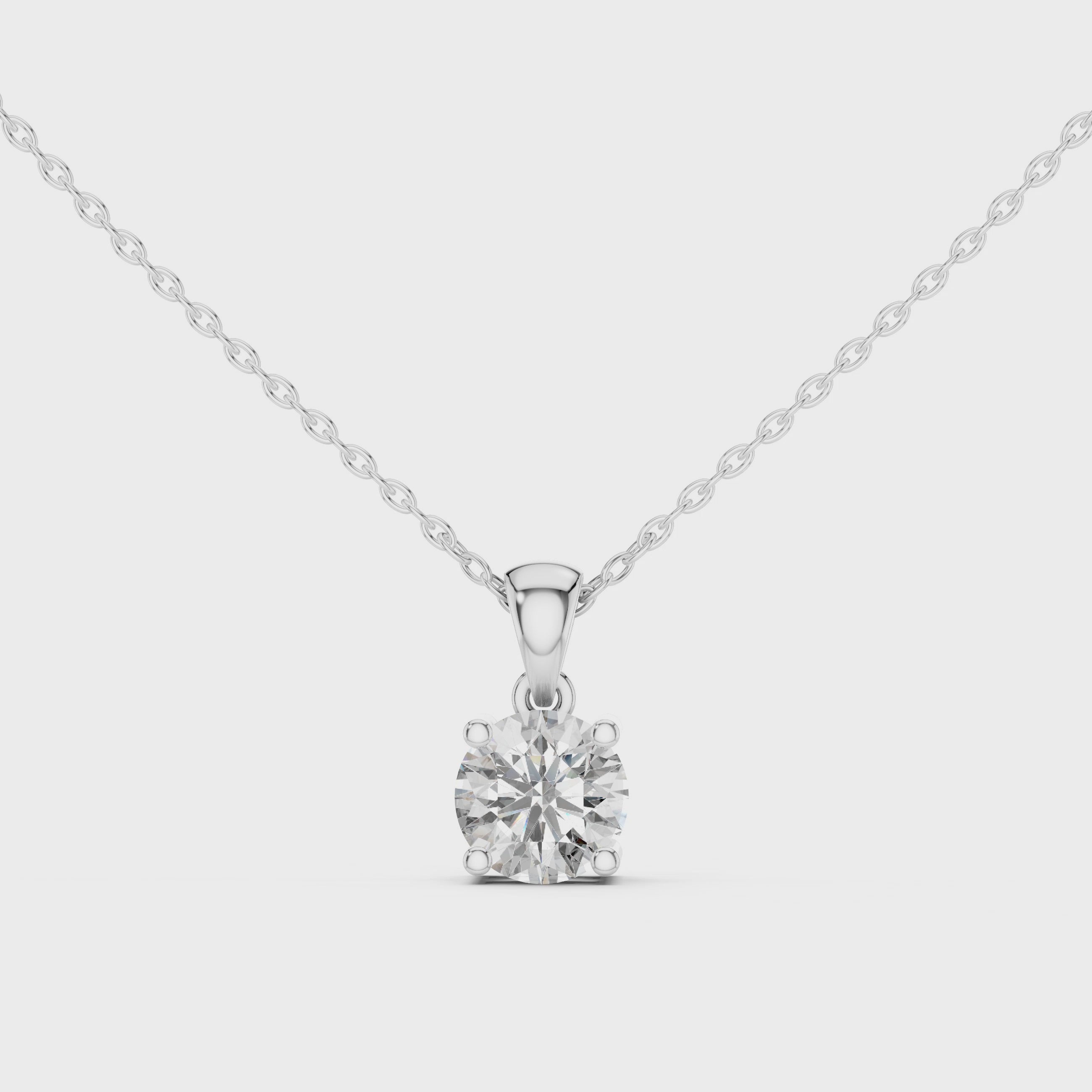 Classic Round Lab-Grown Diamond Pendant (6.50 mm Center Stone | Prong Setting | Minimalist Design)
